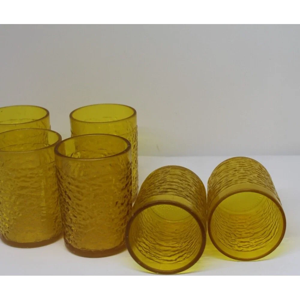 Restaurant Hard Plastic 5oz. Amber Juice Glasses Set of 6 Continental #3505